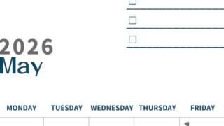 2026年5月カレンダーは縦型日曜始まりでToDoリストつき♪使いやすいおすすめ無料素材♪(2026-01390510)
