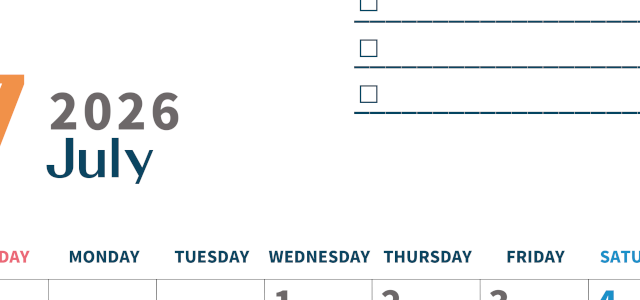 2026年7月カレンダーは縦型日曜始まり でベージュの花がおしゃれ：無料(2026-01390710)