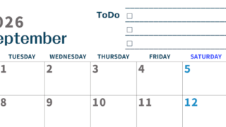 2026年9月カレンダーは横型月曜始まりでToDoリストつき♪使いやすいおすすめ無料素材♪(2026-01390901)