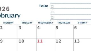 2026年2月カレンダーは横型日曜始まりでToDoリストつき♪使いやすいおすすめ無料素材♪(2026-01390200)