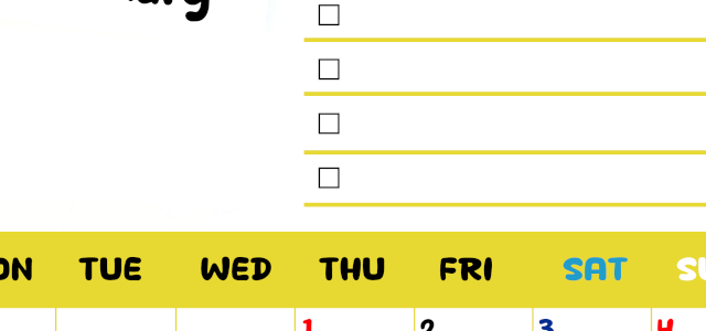 2026年1月カレンダーは縦型月曜始まり♪黄色がメインカラーで継続して使いやすいToDoリストつき♪(2026-01400111)