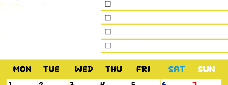 2026年6月カレンダーは縦型月曜始まり♪黄色がメインカラーで継続して使いやすいToDoリストつき♪(2026-01400611)