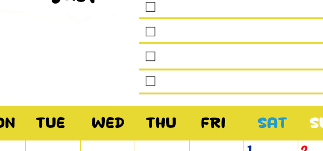 2026年8月カレンダーは縦型月曜始まり♪黄色がメインカラーで継続して使いやすいToDoリストつき♪(2026-01400811)