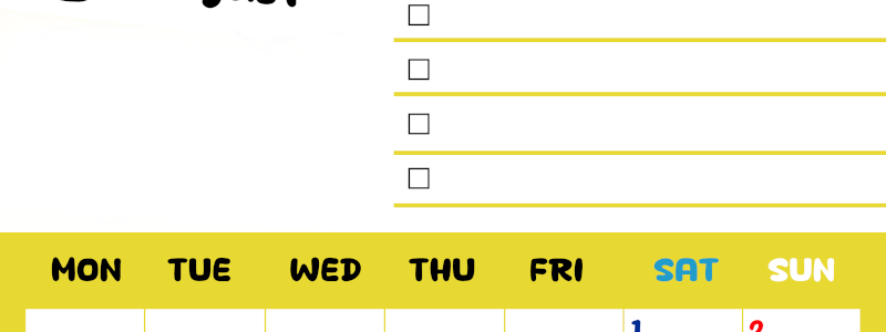 2026年8月カレンダーは縦型月曜始まり♪黄色がメインカラーで継続して使いやすいToDoリストつき♪(2026-01400811)