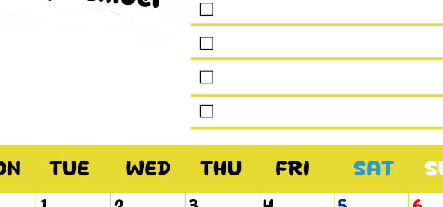 2026年9月カレンダーは縦型月曜始まり♪黄色がメインカラーで継続して使いやすいToDoリストつき♪(2026-01400911)