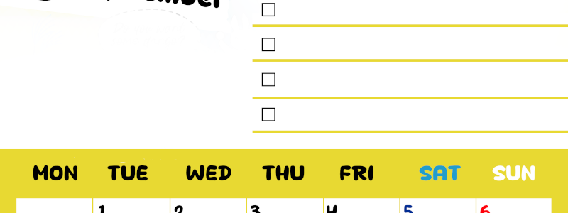 2026年9月カレンダーは縦型月曜始まり♪黄色がメインカラーで継続して使いやすいToDoリストつき♪(2026-01400911)