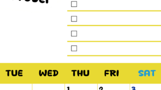 2026年10月カレンダーは縦型月曜始まり♪黄色がメインカラーで継続して使いやすいToDoリストつき♪(2026-01401011)