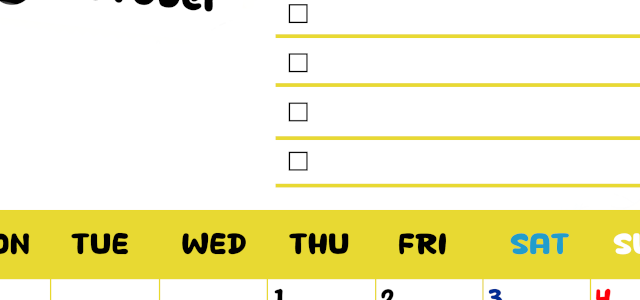 2026年10月カレンダーは縦型月曜始まり♪黄色がメインカラーで継続して使いやすいToDoリストつき♪(2026-01401011)
