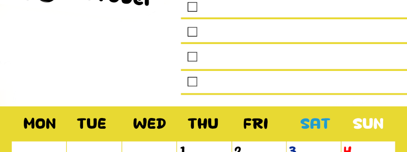 2026年10月カレンダーは縦型月曜始まり♪黄色がメインカラーで継続して使いやすいToDoリストつき♪(2026-01401011)