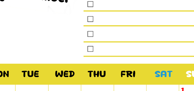 2026年11月カレンダーは縦型月曜始まり♪黄色がメインカラーで継続して使いやすいToDoリストつき♪(2026-01401111)