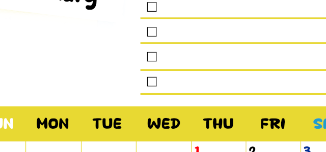 2026年1月カレンダーは縦型日曜始まり♪黄色がメインカラーで継続して使いやすいToDoリストつき♪(2026-01400110)