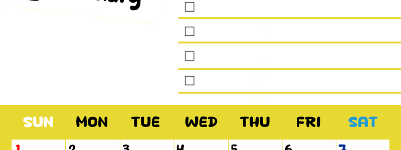 2026年2月カレンダーは縦型日曜始まり♪黄色がメインカラーで継続して使いやすいToDoリストつき♪(2026-01400210)