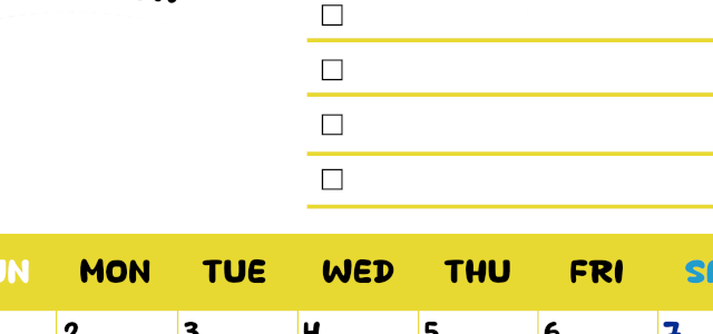 2026年3月カレンダーは縦型日曜始まり♪黄色がメインカラーで継続して使いやすいToDoリストつき♪(2026-01400310)