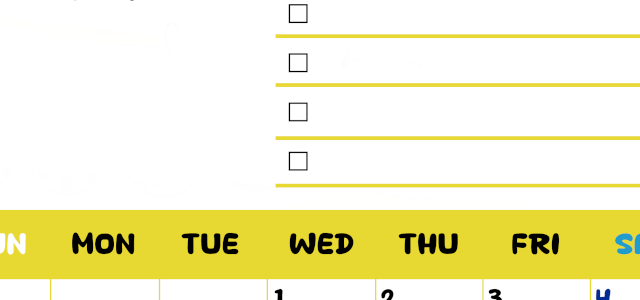 2026年4月カレンダーは縦型日曜始まり♪黄色がメインカラーで継続して使いやすいToDoリストつき♪(2026-01400410)