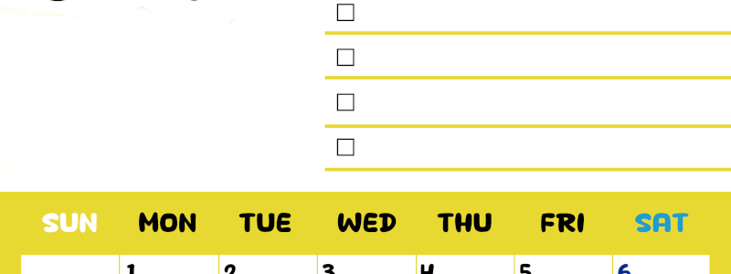 2026年6月カレンダーは縦型日曜始まり♪黄色がメインカラーで継続して使いやすいToDoリストつき♪(2026-01400610)