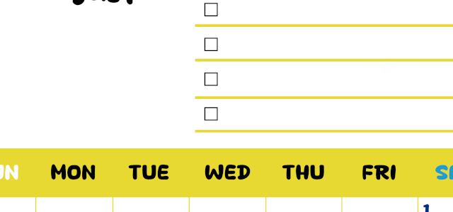 2026年8月カレンダーは縦型日曜始まり♪黄色がメインカラーで継続して使いやすいToDoリストつき♪(2026-01400810)