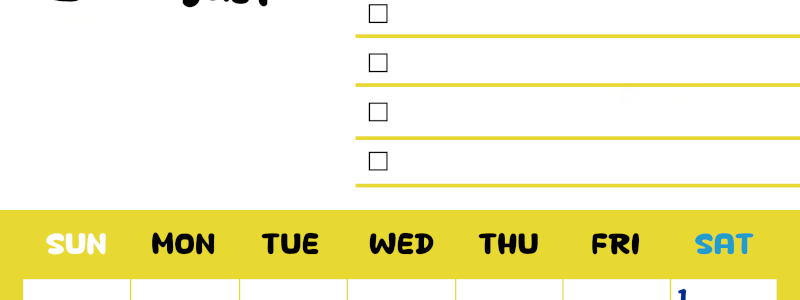 2026年8月カレンダーは縦型日曜始まり♪黄色がメインカラーで継続して使いやすいToDoリストつき♪(2026-01400810)