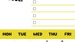 2026年10月カレンダーは縦型日曜始まり♪黄色がメインカラーで継続して使いやすいToDoリストつき♪(2026-01401010)