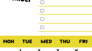 2026年12月カレンダーは縦型日曜始まり♪黄色がメインカラーで継続して使いやすいToDoリストつき♪(2026-01401210)