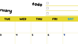 2026年2月カレンダーは横型月曜始まり♪黄色がメインカラーで継続して使いやすいToDoリストつき♪(2026-01400201)