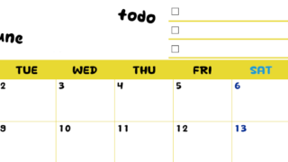 2026年6月カレンダーは横型月曜始まり♪黄色がメインカラーで継続して使いやすいToDoリストつき♪(2026-01400601)