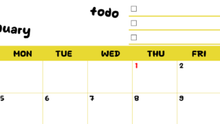 2026年1月カレンダーは横型日曜始まり♪黄色がメインカラーで継続して使いやすいToDoリストつき♪(2026-01400100)