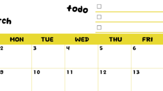 2026年3月カレンダーは横型日曜始まり♪黄色がメインカラーで継続して使いやすいToDoリストつき♪(2026-01400300)
