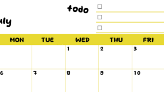 2026年7月カレンダーは横型日曜始まり♪黄色がメインカラーで継続して使いやすいToDoリストつき♪(2026-01400700)