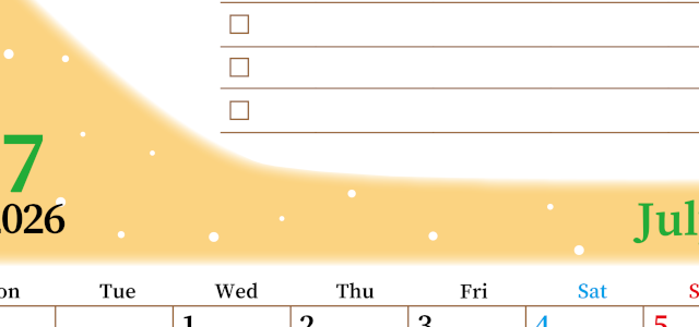 2026年7月カレンダーは縦型月曜始まり でベージュの花がおしゃれ：無料(2026-01410711)