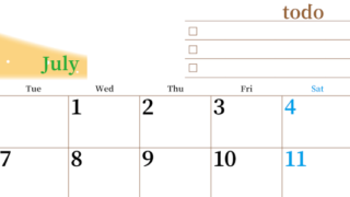2026年7月カレンダーは横型月曜始まり でベージュの花がおしゃれ：無料(2026-01410701)