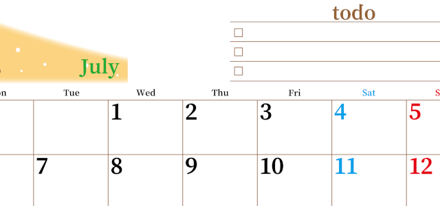 2026年7月カレンダーは横型月曜始まり でベージュの花がおしゃれ：無料(2026-01410701)