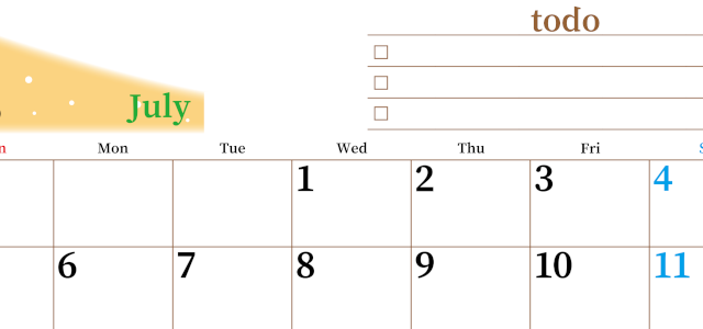 2026年7月カレンダーは横型日曜始まりでToDoリストつき！毎月色違いで継続の習慣化が簡単！ダウンロード無料(2026-01410700)