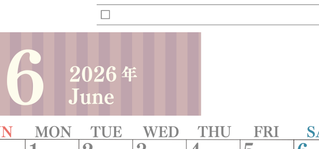 2026年6月カレンダーは縦型日曜始まりで使いやすい！勉強の計画におすすめのToDoリストつき：無料(2026-01420610)
