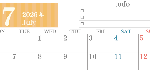 2026年7月カレンダーは横型月曜始まり でベージュの花がおしゃれ：無料(2026-01420701)
