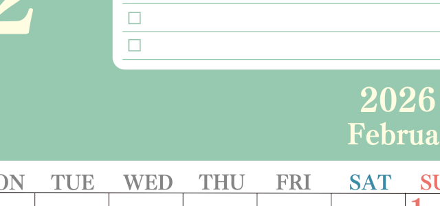 2026年2月カレンダーは縦型月曜始まり！シンプルなToDoリストで勉強効率UP！無料／A4印刷(2026-01430211)