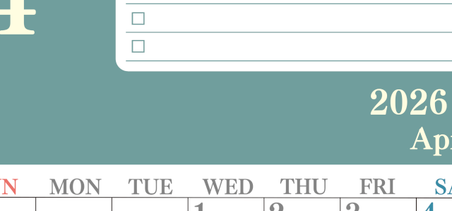 2026年4月カレンダーは縦型日曜始まり！シンプルなToDoリストで勉強効率UP！無料／A4印刷(2026-01430410)