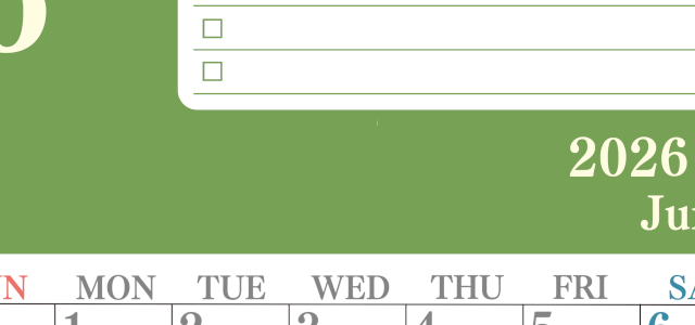 2026年6月カレンダーは縦型日曜始まり！シンプルなToDoリストで勉強効率UP！無料／A4印刷(2026-01430610)