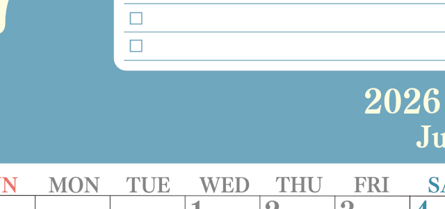 2026年7月カレンダーは縦型日曜始まり でベージュの花がおしゃれ：無料(2026-01430710)