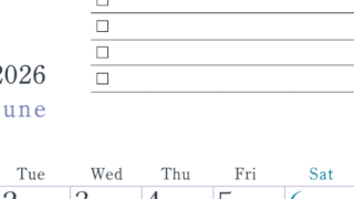 2026年6月カレンダーは縦型月曜始まりで使い方はシンプルなToDoリストつき♪無料ダウンロード・A4印刷(2026-01440611)