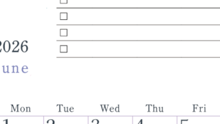2026年6月カレンダーは縦型日曜始まりで使い方はシンプルなToDoリストつき♪無料ダウンロード・A4印刷(2026-01440610)