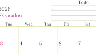 2026年11月カレンダーは横型月曜始まりで使い方はシンプルなToDoリストつき♪無料ダウンロード・A4印刷(2026-01441101)