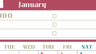 2026年1月カレンダーは縦型月曜始まり♪ToDoリストで勉強や自己啓発の継続を／A4無料(2026-01450111)