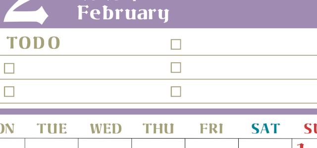 2026年2月カレンダーは縦型月曜始まり♪ToDoリストで勉強や自己啓発の継続を／A4無料(2026-01450211)