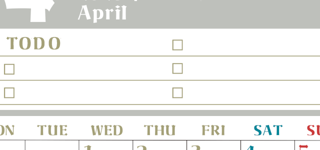 2026年4月カレンダーは縦型月曜始まり♪ToDoリストで勉強や自己啓発の継続を／A4無料(2026-01450411)