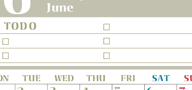 2026年6月カレンダーは縦型月曜始まり♪ToDoリストで勉強や自己啓発の継続を／A4無料(2026-01450611)