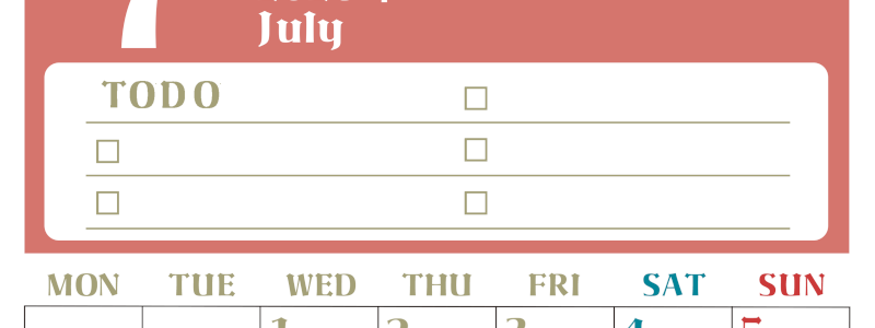 2026年7月カレンダーは縦型月曜始まり でベージュの花がおしゃれ：無料(2026-01450711)