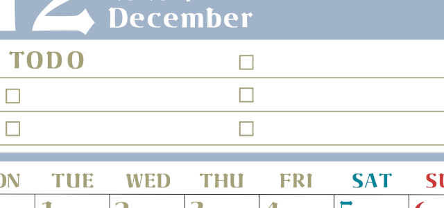 2026年12月カレンダーは縦型月曜始まり♪ToDoリストで勉強や自己啓発の継続を／A4無料(2026-01451211)