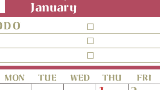 2026年1月カレンダーは縦型日曜始まり♪ToDoリストで勉強や自己啓発の継続を／A4無料(2026-01450110)