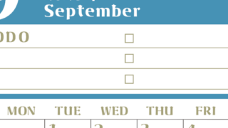 2026年9月カレンダーは縦型日曜始まり♪ToDoリストで勉強や自己啓発の継続を／A4無料(2026-01450910)