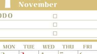 2026年11月カレンダーは縦型日曜始まり♪ToDoリストで勉強や自己啓発の継続を／A4無料(2026-01451110)